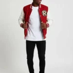 Mens Robin Red & White Varsity Jacket