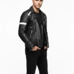 Motorcycle Genuine Black Leather Jacket Back