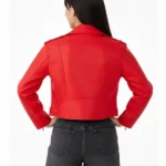 NastyGal Essentials Cropped Faux Leather Boxy Biker Red Back