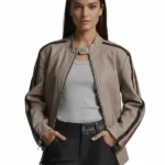 Nova Striped Letterman Leather Racer Jacket