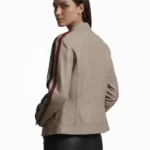 Nova Striped Letterman Leather Racer Jacket Back