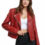 Olivia Miller Womens Faux Leather Zip Up Moto Biker Jacket