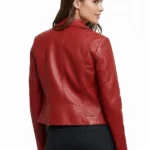 Olivia Miller Womens Faux Leather Zip Up Moto Jacket Back
