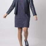 Womens Angletarn Quilted Blueberry Leather Jacket front