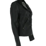Womens Black Leather Blazer Jacket