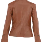 Womens Brown Leather Biker Jacket Back