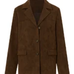 Womens Brown Leather Blazer