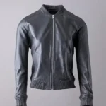 Womens Casterton Black Leather Bomber Jacket front