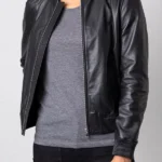 Womens Casterton Leather Black Bomber Jacket