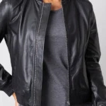 Womens Casterton Leather Bomber Jacket front