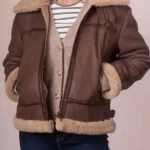 Womens Cawford Brown Aviator Jacket front