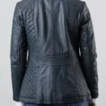 Womens Coniston Blue Leather Jacket