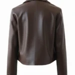 Womens Dark Brown Leather Jacket Back