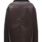 Womens Dark Brown Leather Shearling Jacket Back