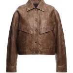 Womens Hailey Bomber Brown Leather Jacket