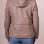 Womens Helton Hooded Leather Jacket back
