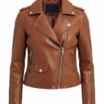 Womens Just Friends Brown Leather Jacket