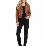 Womens Just Friends Leather Brown Jacket