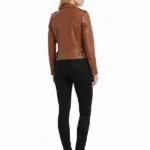 Womens Just Friends Leather Brown Jacket Back