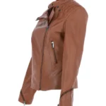 Womens Leather Brown Biker Jacket
