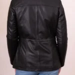 Womens Leithwaite Black Leather Field Jacket back