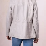 Womens Leithwaite Grey Leather Field Jacket back