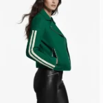 Womens Moto Green Leather Jacket