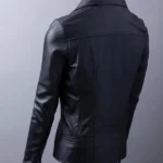 Womens Newby Centre Zip Leather Biker Jacket back