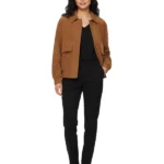 Womens Oversized Suede Brown Bomber Jacket