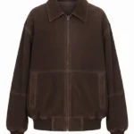 Womens Suede Dark Brown Bomber Jacket