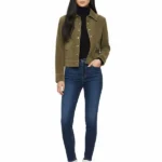 Womens Suede Khaki Leather Jacket