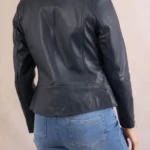 Womens Tarraby Leather Biker Jacket back