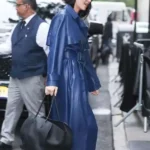 Kendall Jenner 2025 Blue Leather Coat
