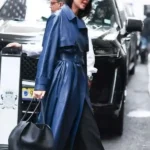 Kendall Jenner Blue Leather Coat