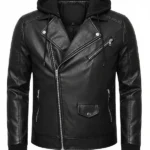 Mens Black Hooded Bomber Jacket