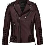 Men's Classic Wine Biker Leather Jacket