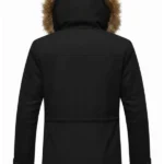 Mens Parka Fur Black Hooded Jacket Back