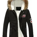 Mens Parka Style Hooded Black Jacket