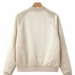 Womens Satin Beige Bomber Jacket Back