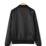 Womens Satin Black Bomber Jacket Back
