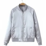 Womens Satin Bomber White Jacket