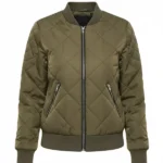 Womens Vintage Olive Green Biker Jacket