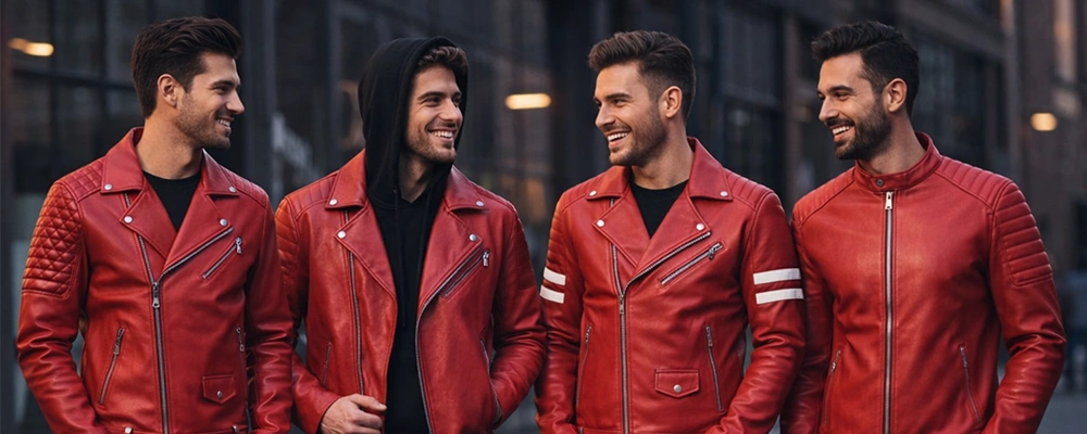 mens red leather jacket