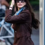 Anne Hathaway The Devil Wears Prada 2 Suede Leather Blazer