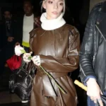 Anya Taylor Joy PFW Brown Leather Coat