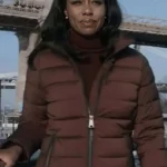 Catherine Weaver The Night Agent 2025 Amanda Warren Maroon Puffer Jacket