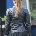 Jennifer Lopez Black Leather Blazer Back