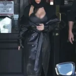LA 2026 Kim Kardashian Black Trench Coat