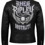 Rhea Ripley Black Leather Biker Jacket Back