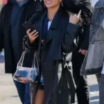 Super Bowl 2026 Becky G Black Leather Coat
